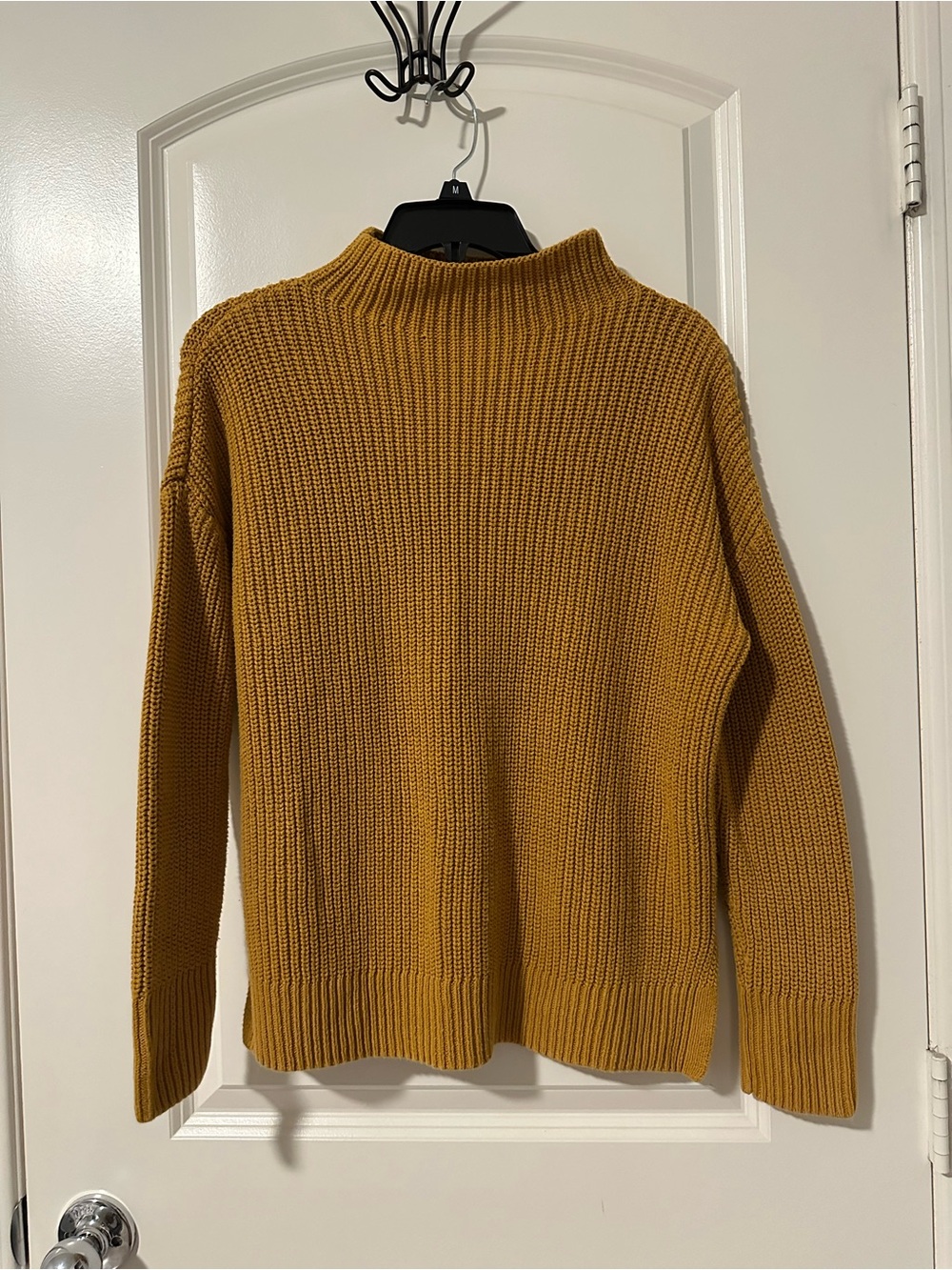 Mustard Yellow Knit Sweater - Classic Mock Neck